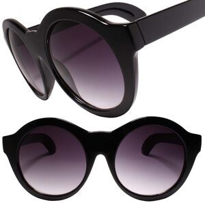 Classic Retro Round Large Oversized Sunglasses Mens Womens Black Shades